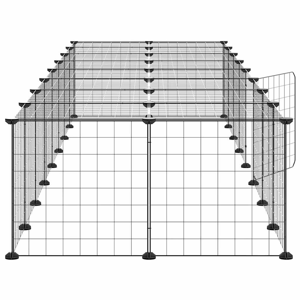 Huisdierenkooi Met Deur 36 Panelen 280X70X35 Cm Staal Zwart