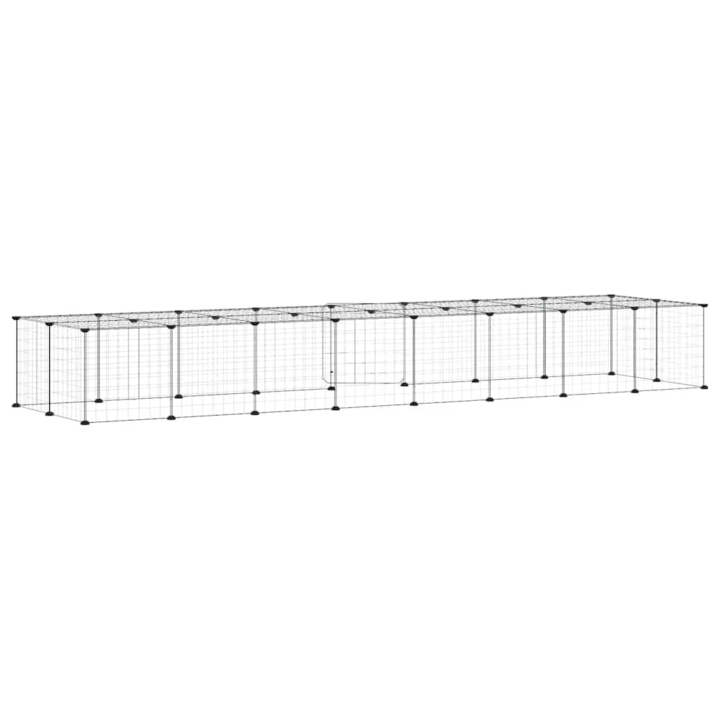 Huisdierenkooi Met Deur 36 Panelen 280X70X35 Cm Staal Zwart