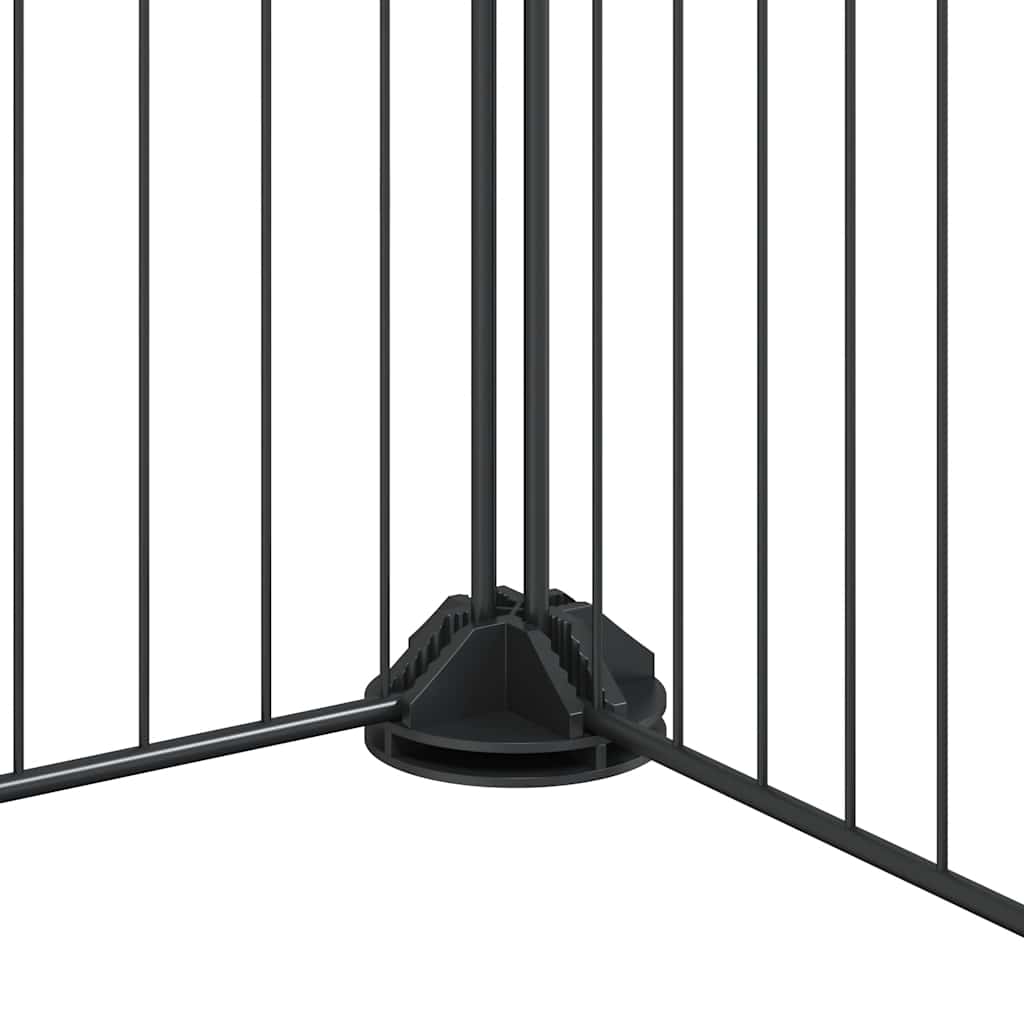 Huisdierenkooi Met Deur 28 Panelen 210X70X35 Cm Staal Zwart