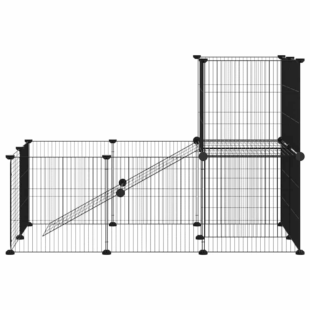 Huisdierenkooi Met Deur 20 Panelen 105X70X70 Cm Staal Zwart