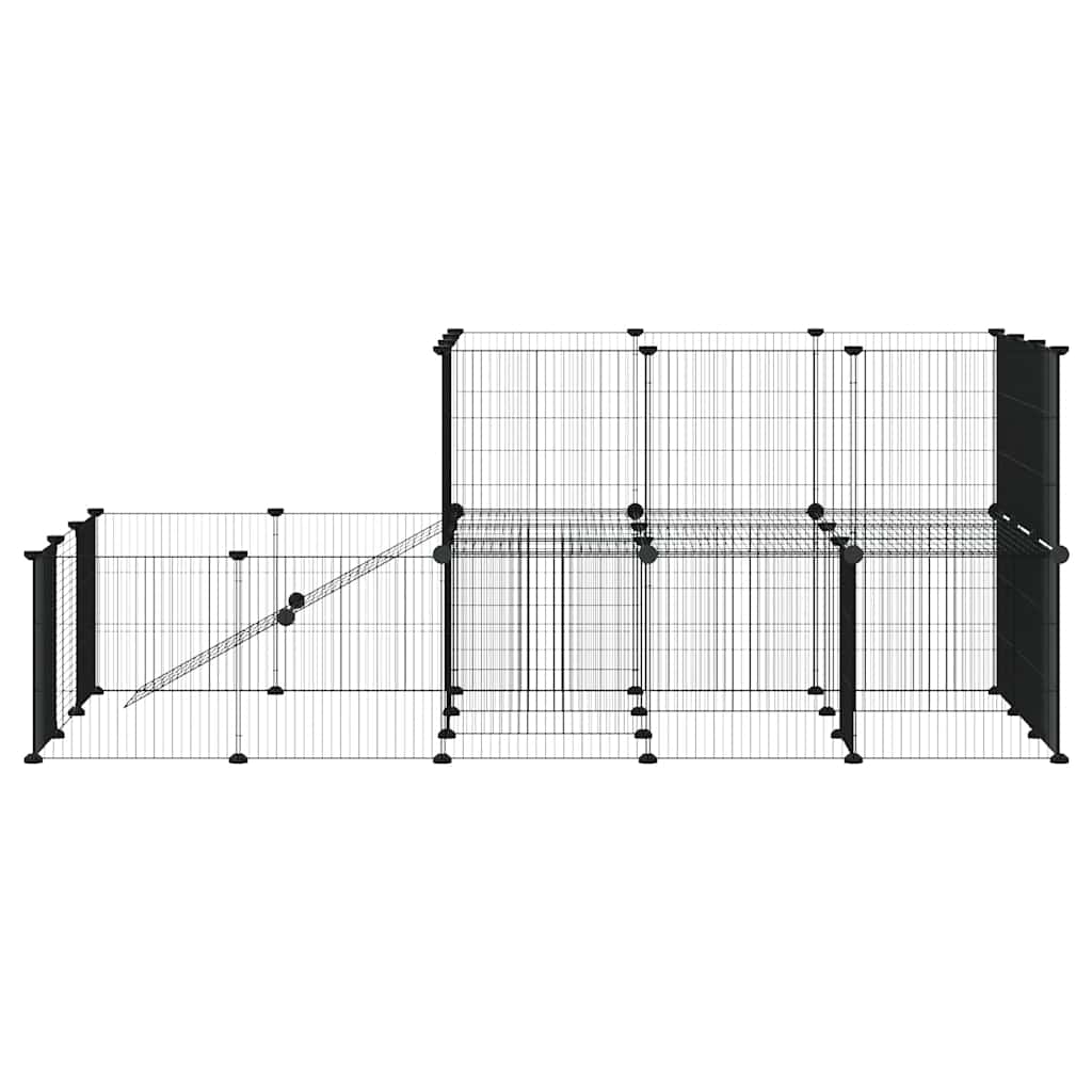 Huisdierenkooi Met Deur 44 Panelen 175X105X70 Cm Staal Zwart