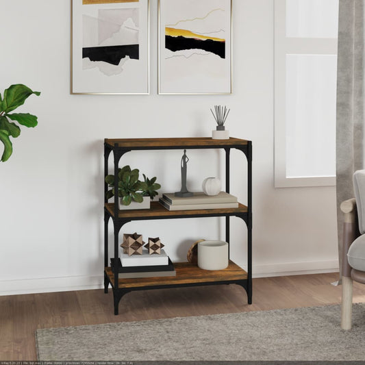 Boekenkast 60X33X70,5 Cm Bewerkt Hout En Staal Gerookt Eiken