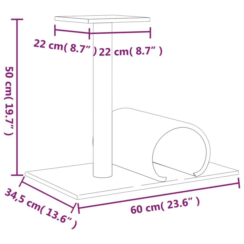 Kattenmeubel Met Tunnel 60X34,5X50 Cm Kleurig