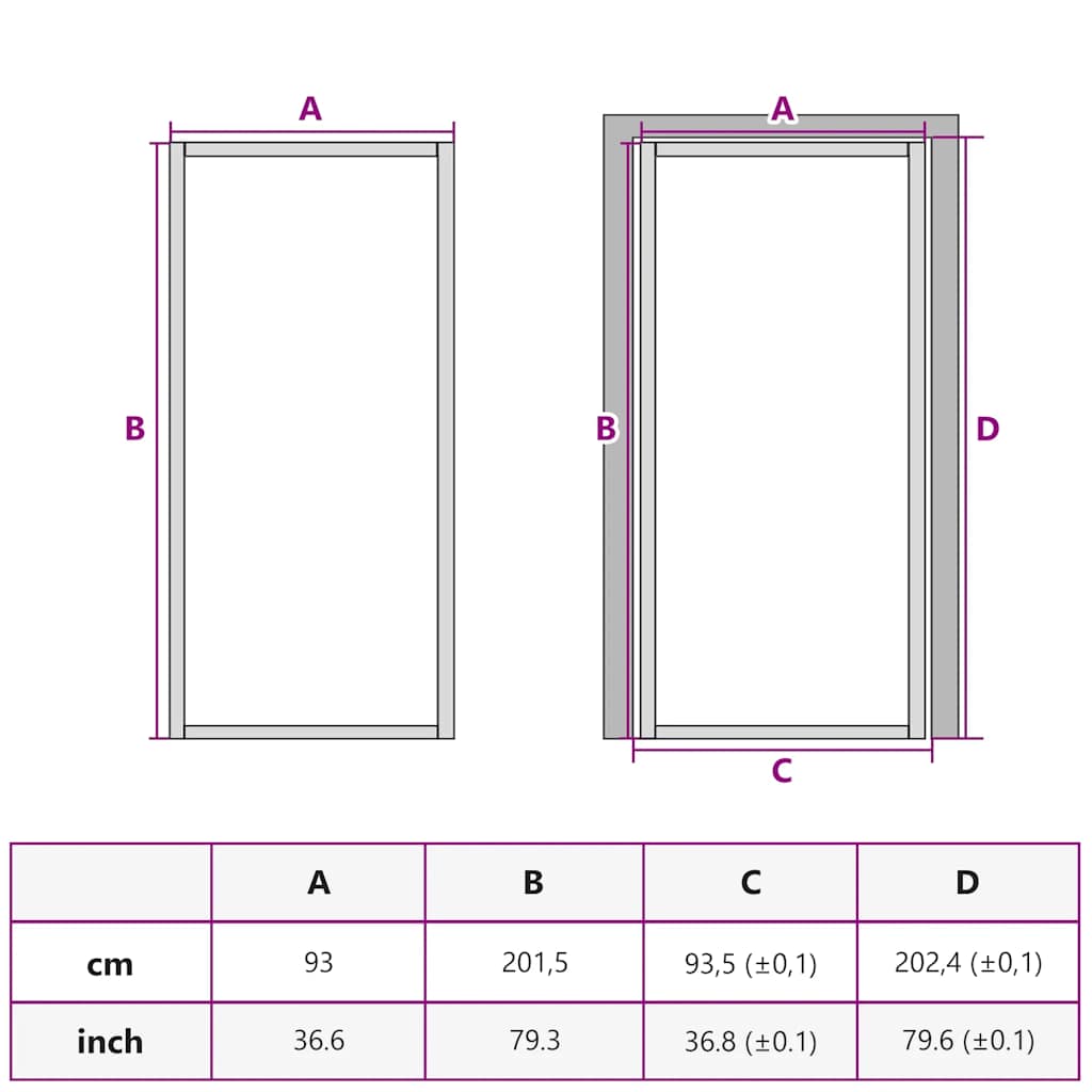 Binnendeur 93X201,5 Cm Esg-Glas En Aluminium