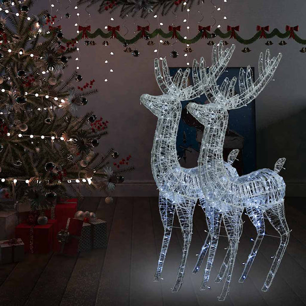 Kerstdecoratie Rendieren 90 Led's Acryl Koudwit
