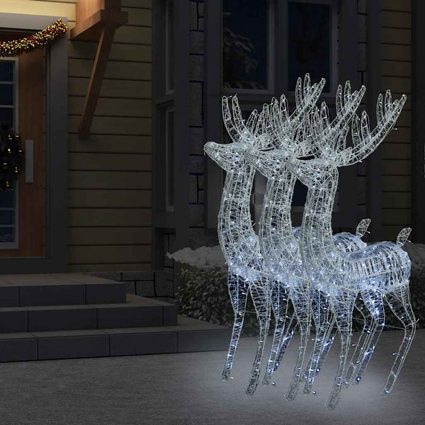 Kerstdecoratie Rendieren 90 Led's Acryl Koudwit