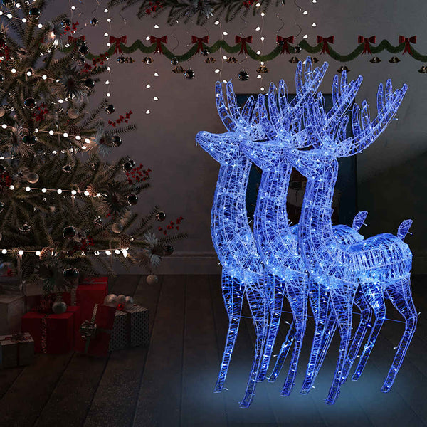 Kerstversiering Rendier 90 Led's Acryl Blauw