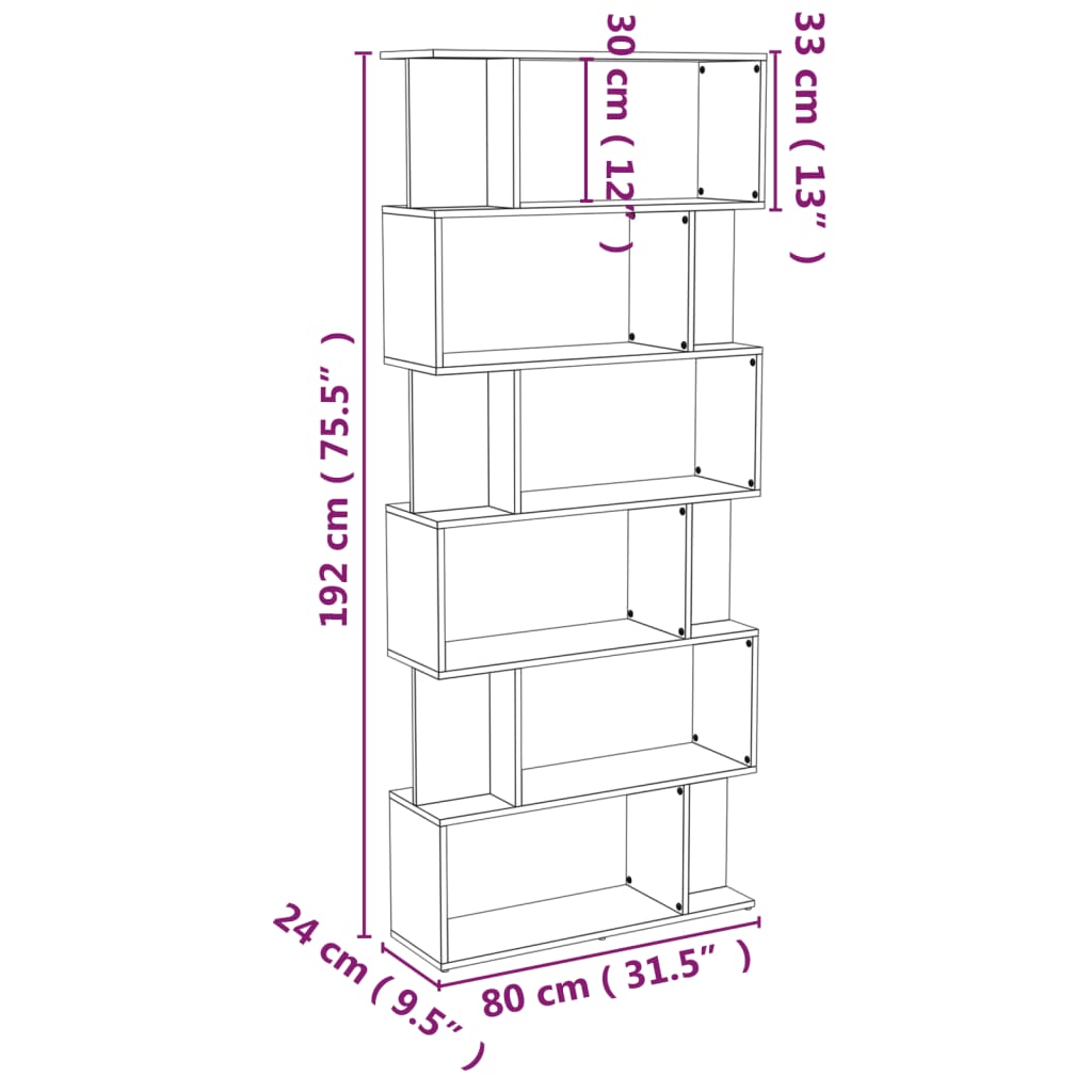 Boekenkast/Kamerscherm 80X24X192 Cm Bewerkt Hout
