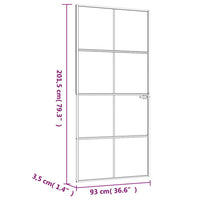 Binnendeur 93X201,5 Cm Gehard Glas En Aluminium Smal Zwart En Transparant