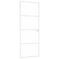 Binnendeur 76X201,5 Cm Gehard Glas En Aluminium Smal Wit En Transparant