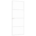 Binnendeur 76X201,5 Cm Gehard Glas En Aluminium Smal Wit En Transparant