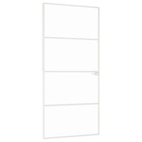 Binnendeur 93X201,5 Cm Gehard Glas En Aluminium Smal Wit En Transparant
