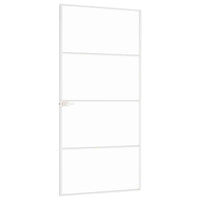 Binnendeur 93X201,5 Cm Gehard Glas En Aluminium Smal Wit En Transparant