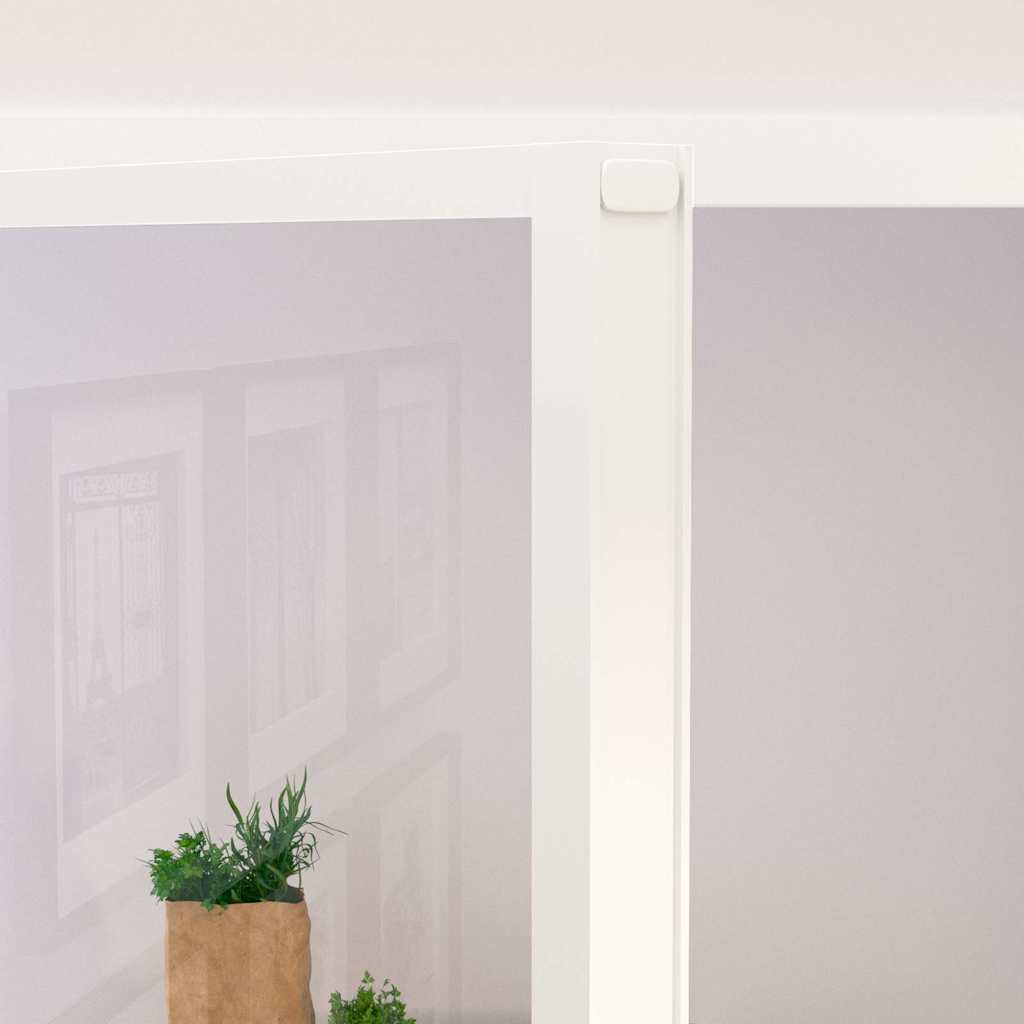 Binnendeur 93X201,5 Cm Gehard Glas En Aluminium Smal Wit En Transparant