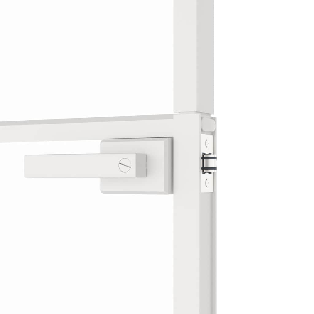Binnendeur 93X201,5 Cm Gehard Glas En Aluminium Smal Wit En Transparant