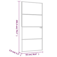 Binnendeur 93X201,5 Cm Gehard Glas En Aluminium Smal Wit En Transparant