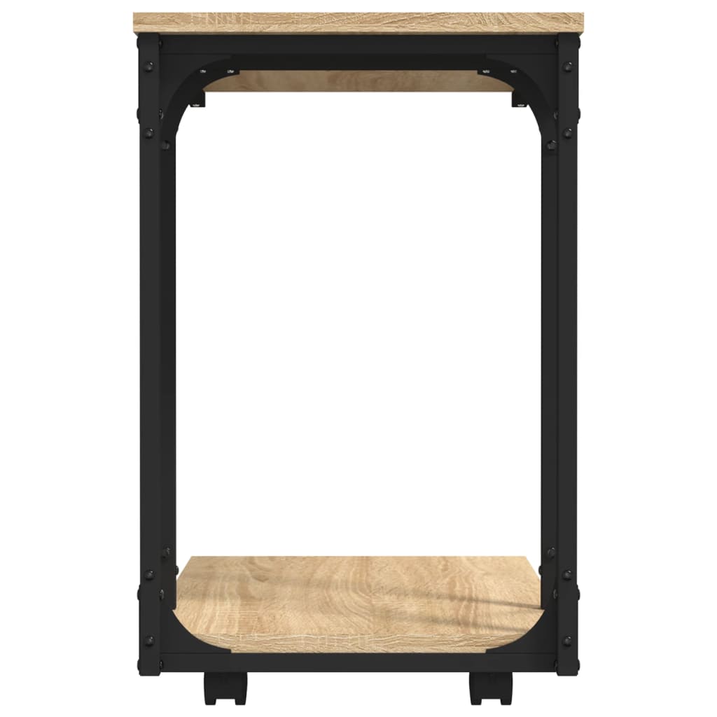 Bijzettafel Met Wieltjes 50X35X55,5 Cm Hout Kleurig