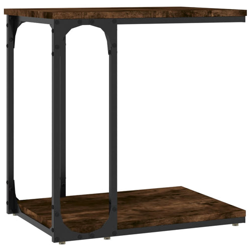 Bijzettafel 50X35X52 Cm Bewerkt Hout Gerookt Eikenkleurig