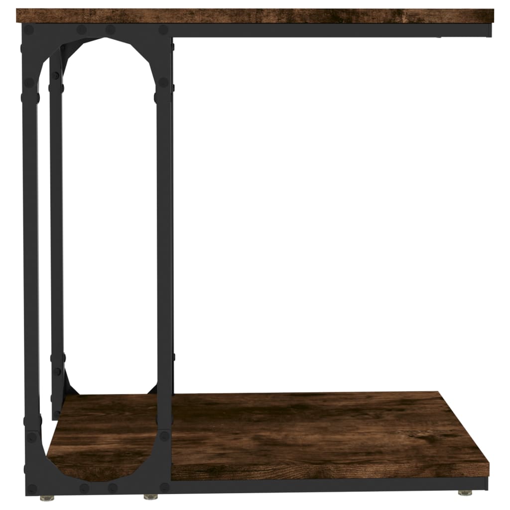 Bijzettafel 50X35X52 Cm Bewerkt Hout Gerookt Eikenkleurig