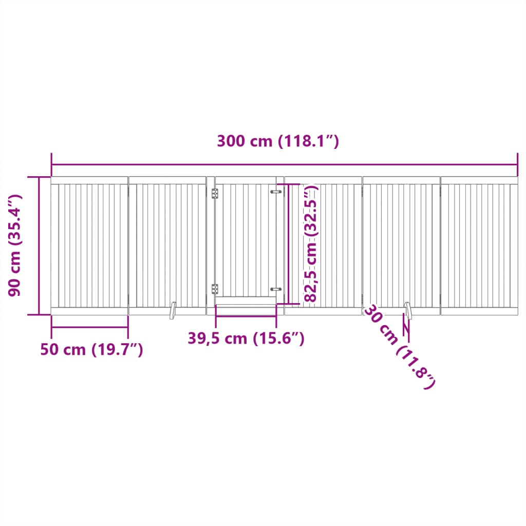 Hondenhek Inklapbaar Met Deur 6 Panelen 300 Cm Populierhout