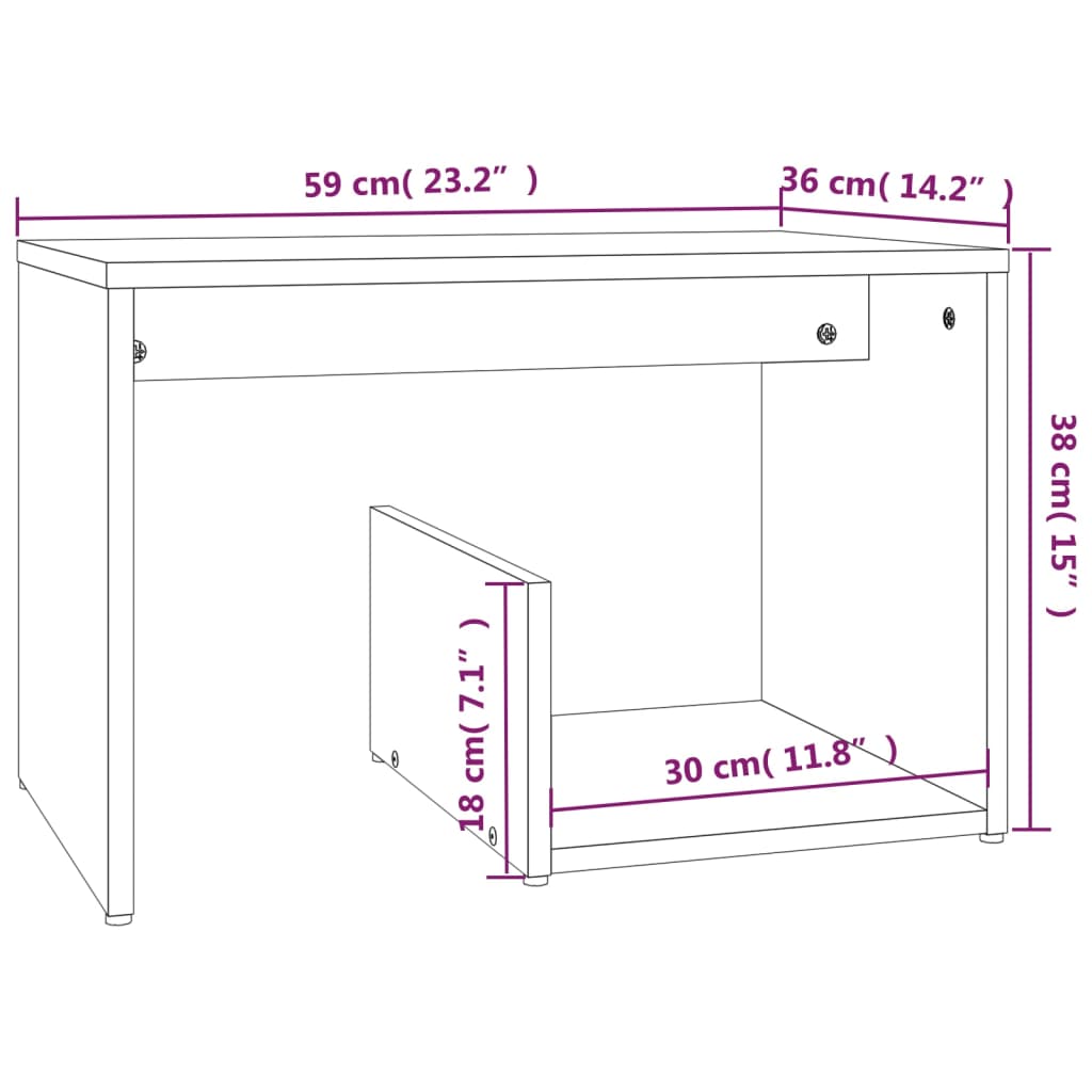 Bijzettafel 59X36X38 Cm Bewerkt Hout