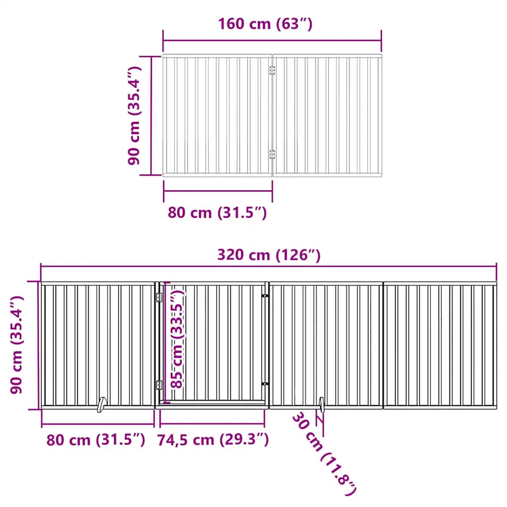 Hondenhek Inklapbaar Met Deur 8 Panelen 640 Cm Populierenhout