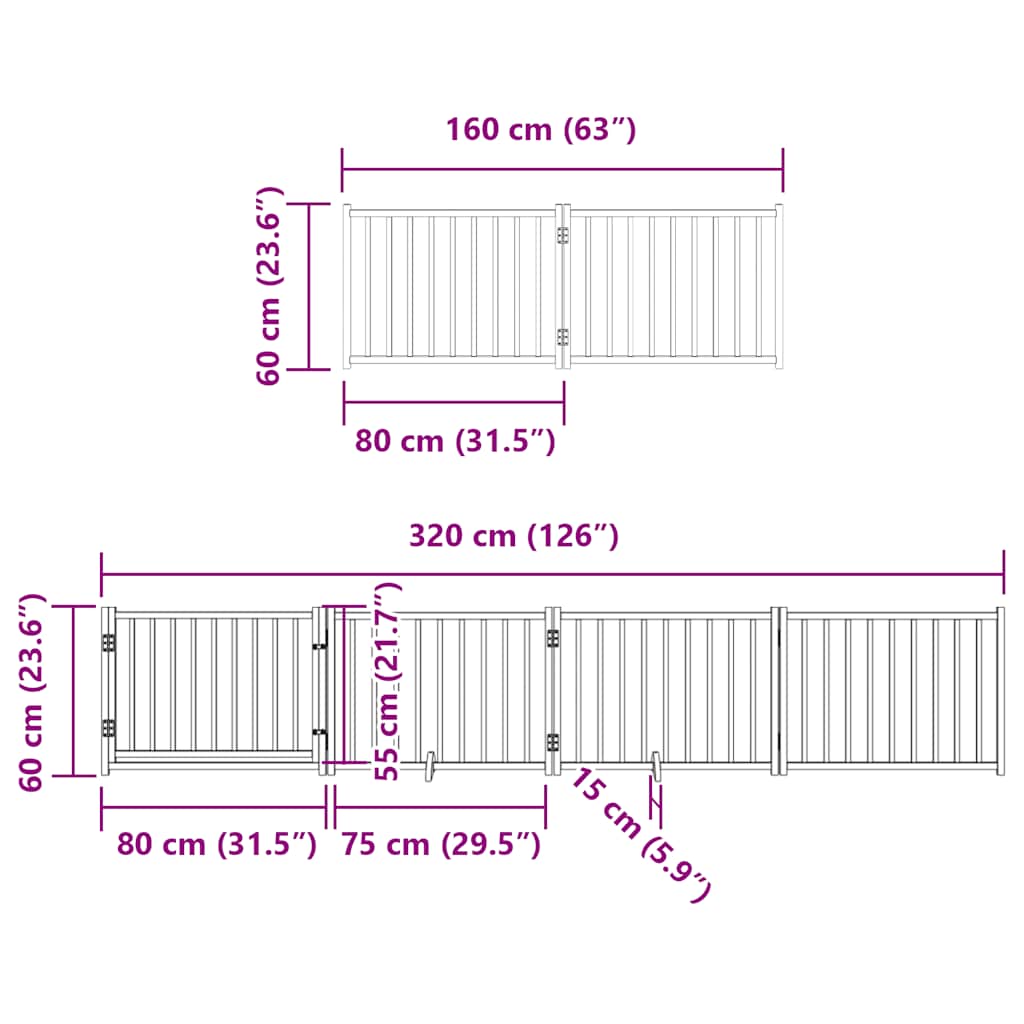Hondenhek Inklapbaar Met Deur 6 Panelen 480 Cm Populierhout
