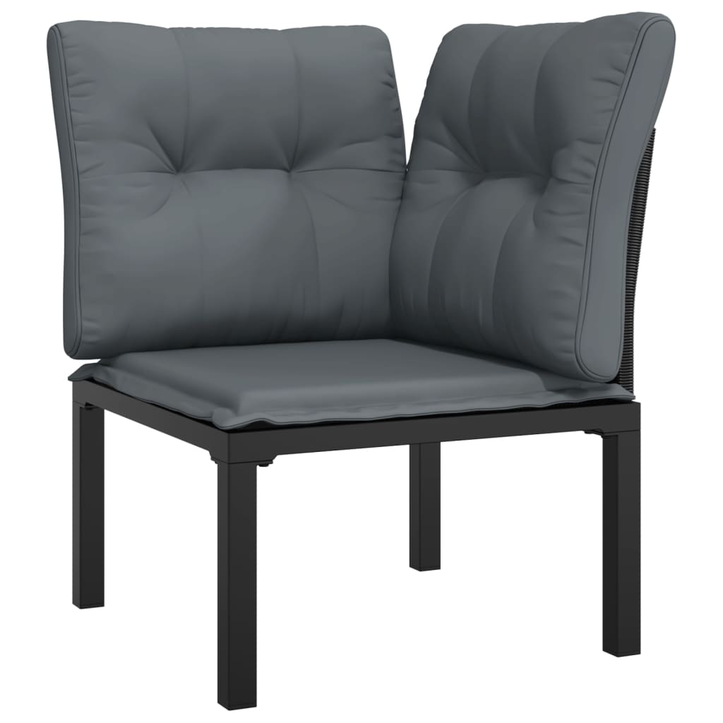 4-Delige Loungeset Poly Rattan Zwart En Grijs