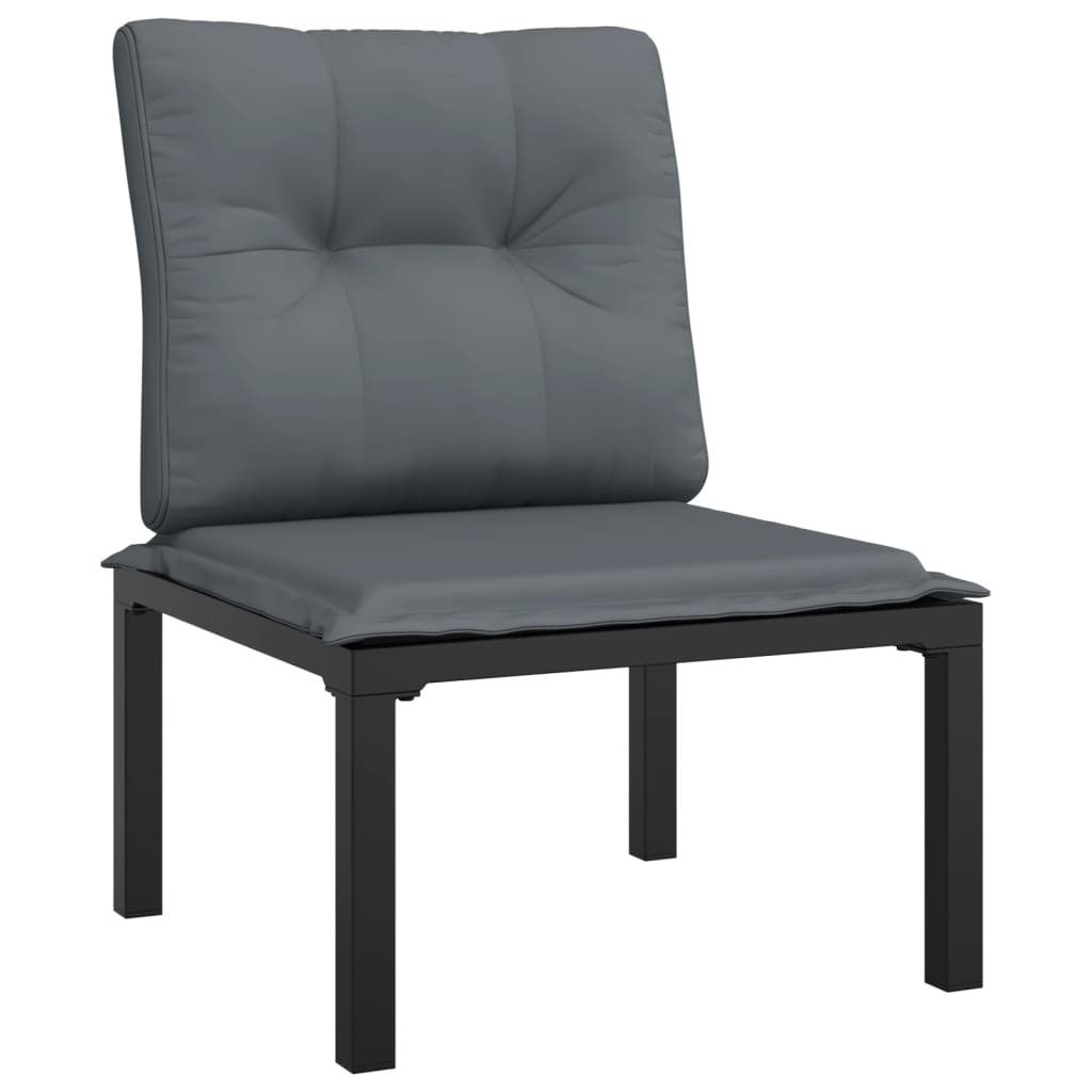 4-Delige Loungeset Poly Rattan Zwart En Grijs