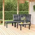 4-Delige Loungeset Poly Rattan Zwart En Grijs