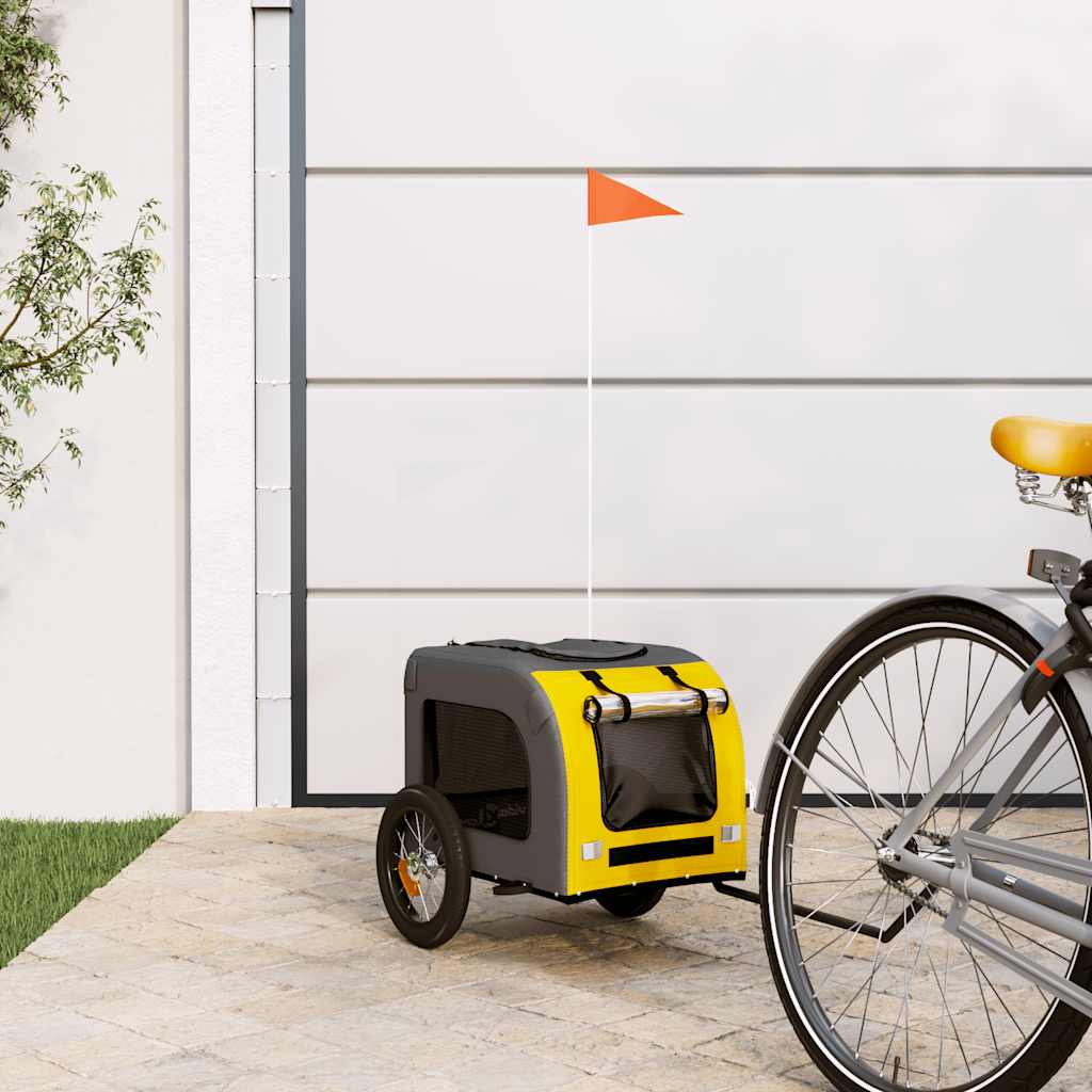 Hondenfietstrailer Oxford Stof En Ijzer En Grijs