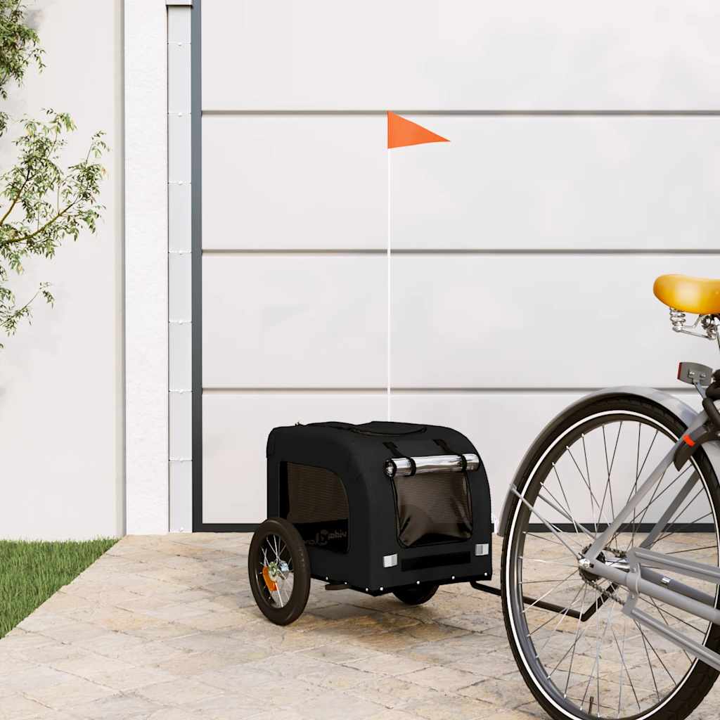 Hondenfietstrailer Oxfordstof En Ijzer Grijs En Zwart
