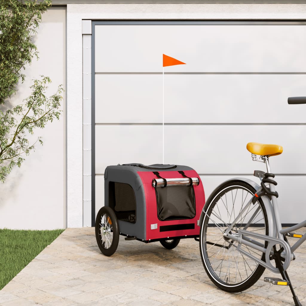 Hondenfietstrailer Oxford Stof En Ijzer En Grijs