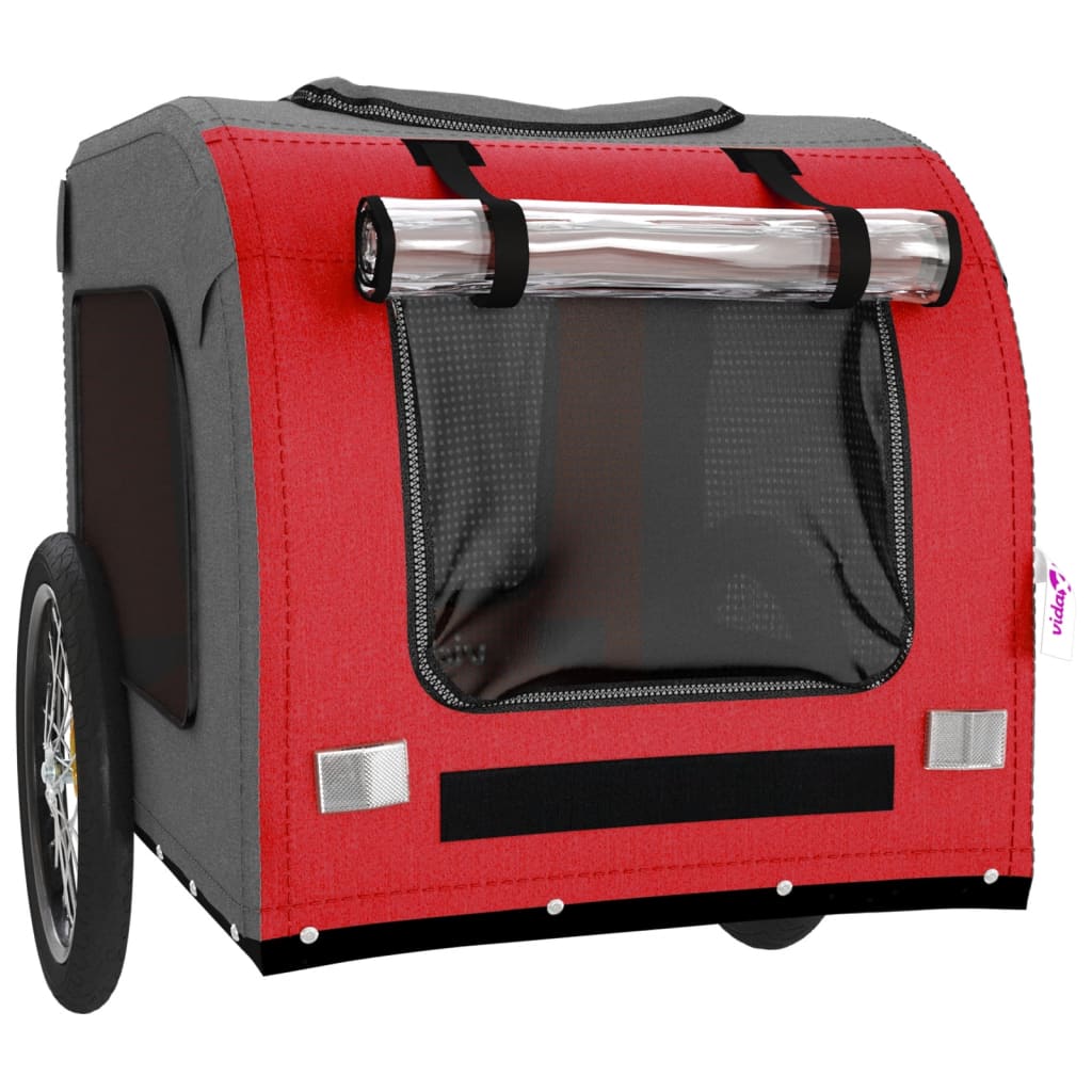 Hondenfietstrailer Oxfordstof En Ijzer En Grijs