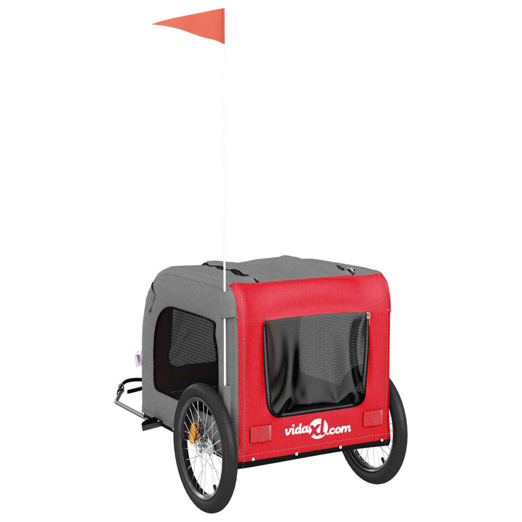 Hondenfietstrailer Oxfordstof En Ijzer En Grijs