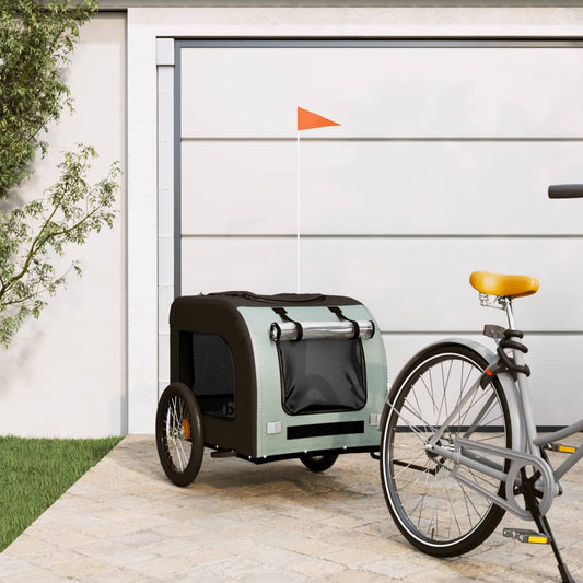 Hondenfietstrailer Oxfordstof En Ijzer Grijs En Zwart