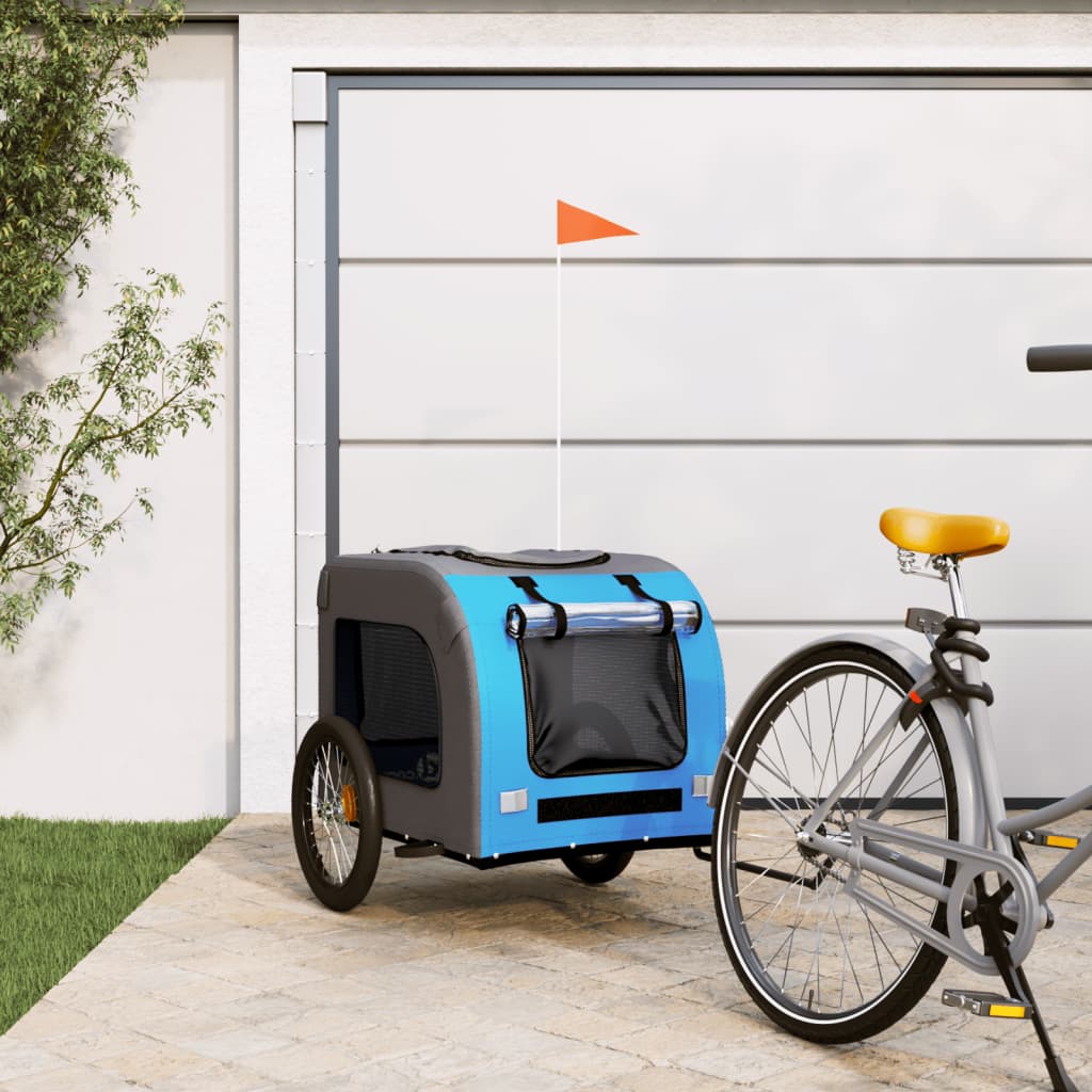 Hondenfietstrailer Oxfordstof En Ijzer En Grijs