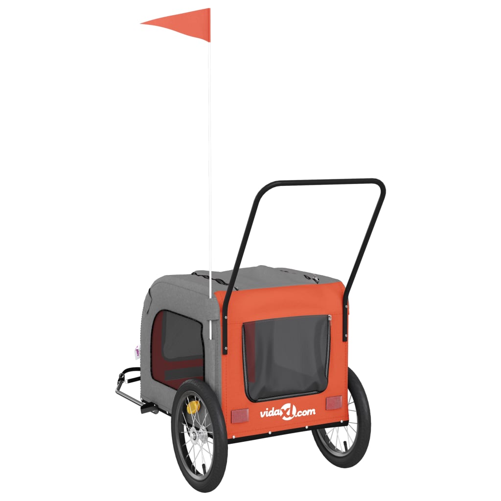 Hondenfietstrailer Oxford Stof En Ijzer En Grijs
