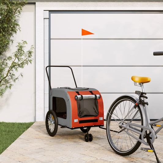 Hondenfietstrailer Oxford Stof En Ijzer En Grijs