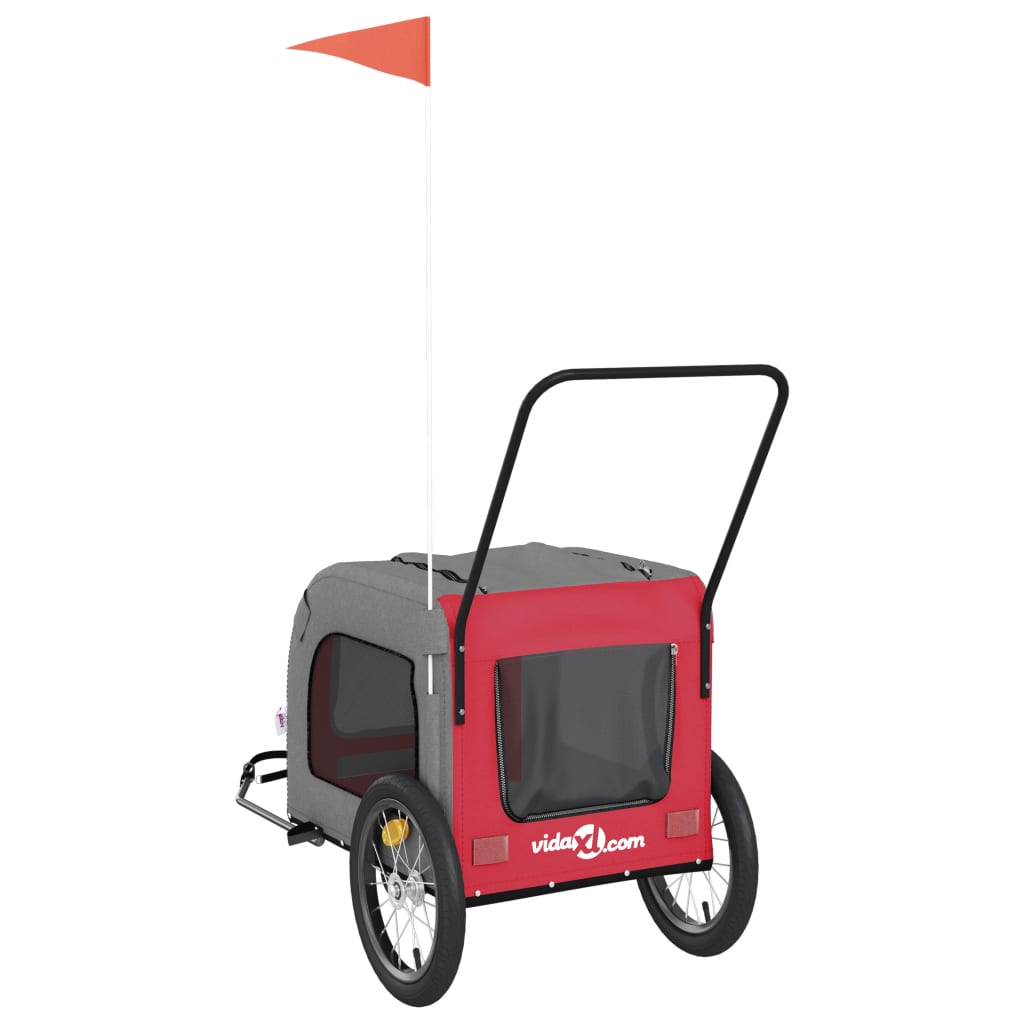 Hondenfietstrailer Oxford Stof En Ijzer En Grijs