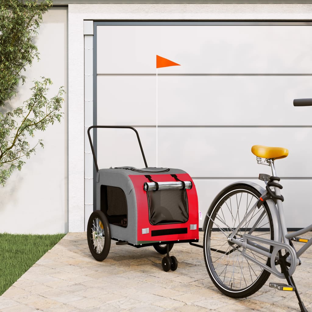 Hondenfietstrailer Oxford Stof En Ijzer En Grijs
