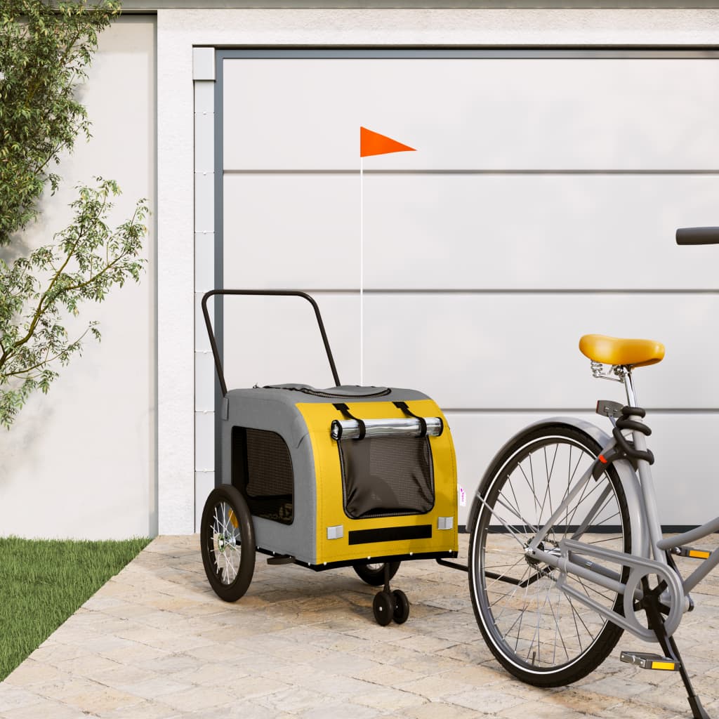 Hondenfietstrailer Oxfordstof En Ijzer Grijs En Zwart