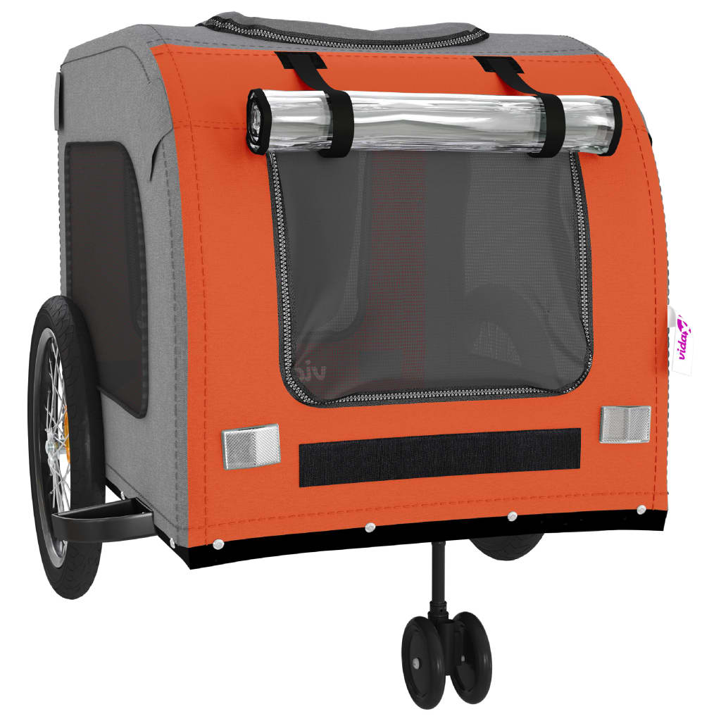 Hondenfietstrailer Oxford Stof En Ijzer En Grijs