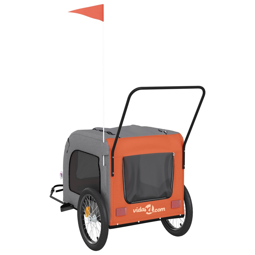 Hondenfietstrailer Oxford Stof En Ijzer En Grijs