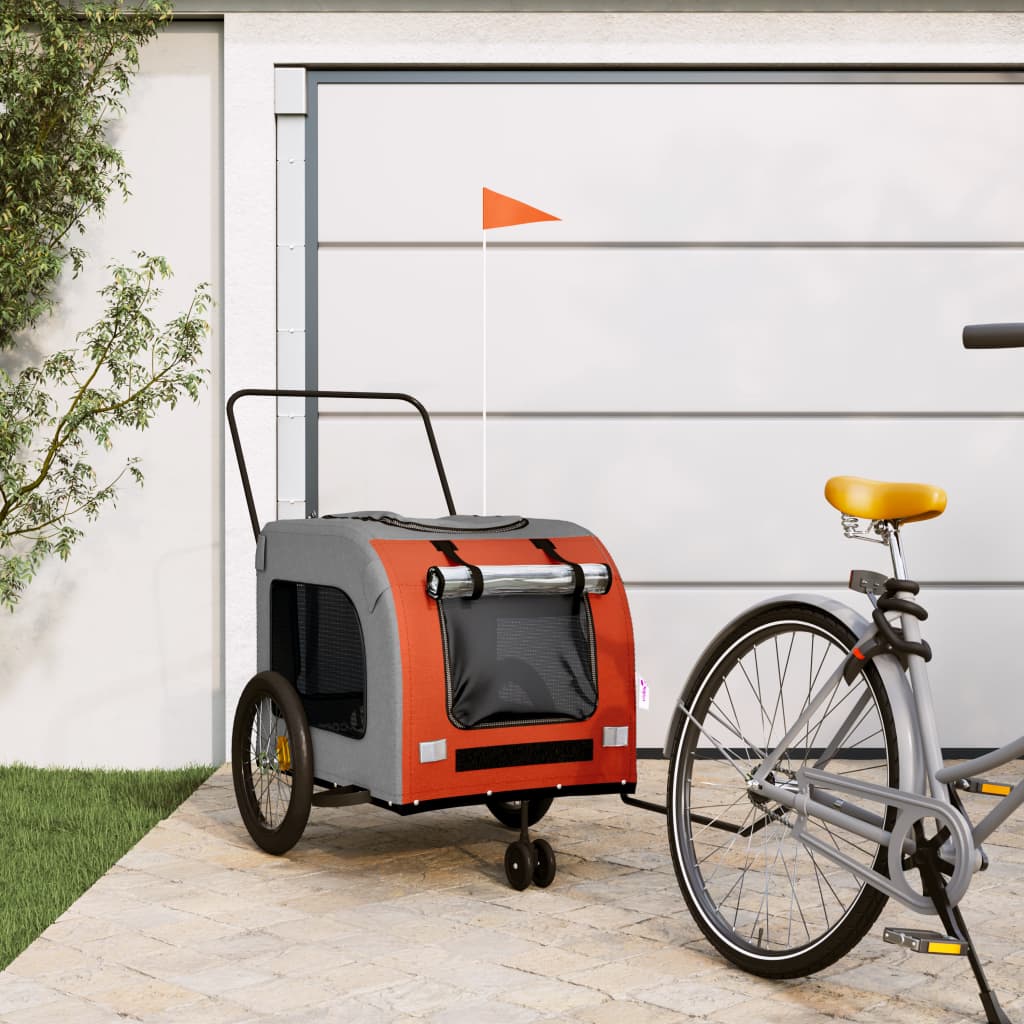 Hondenfietstrailer Oxford Stof En Ijzer En Grijs