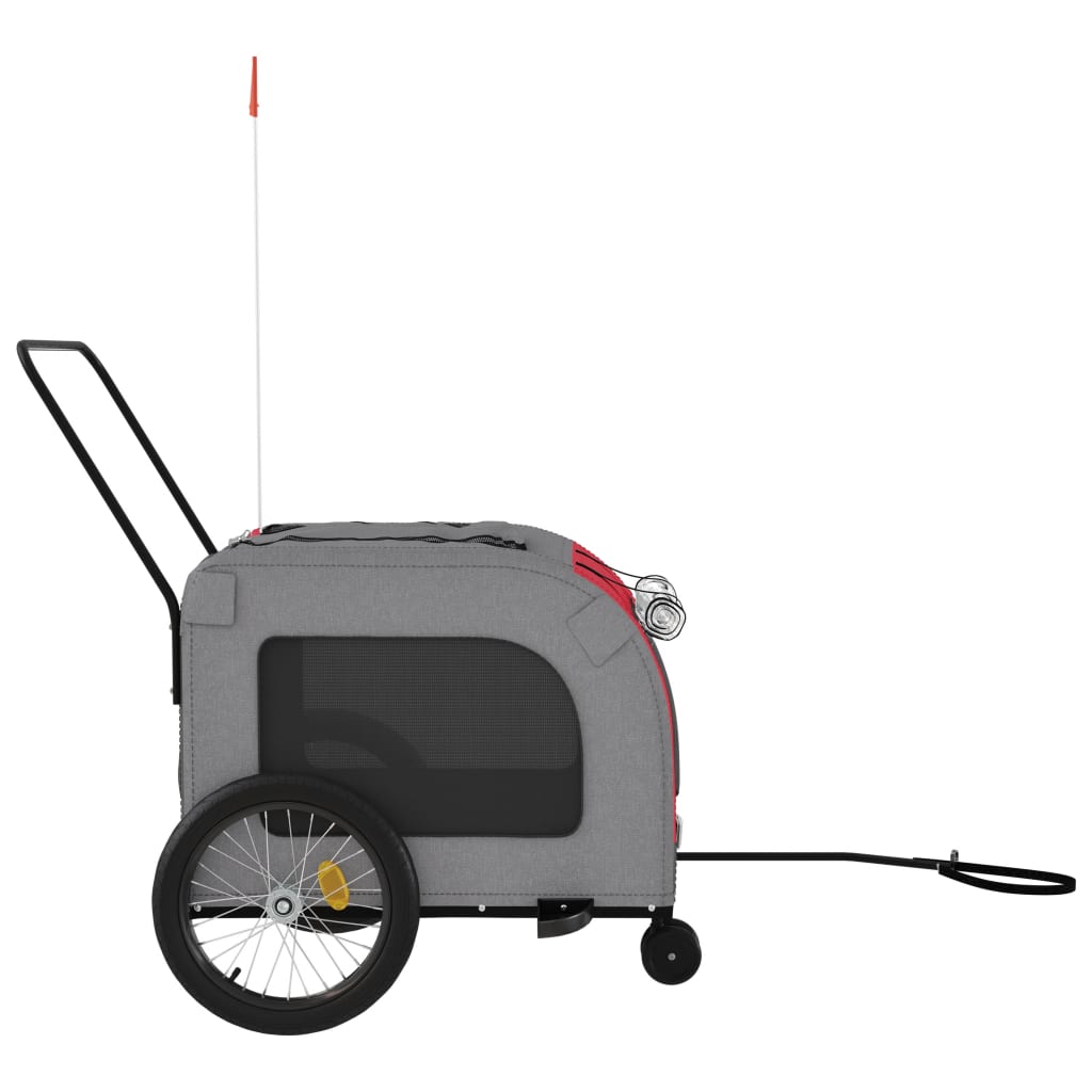 Hondenfietstrailer Oxford Stof En Ijzer En Grijs