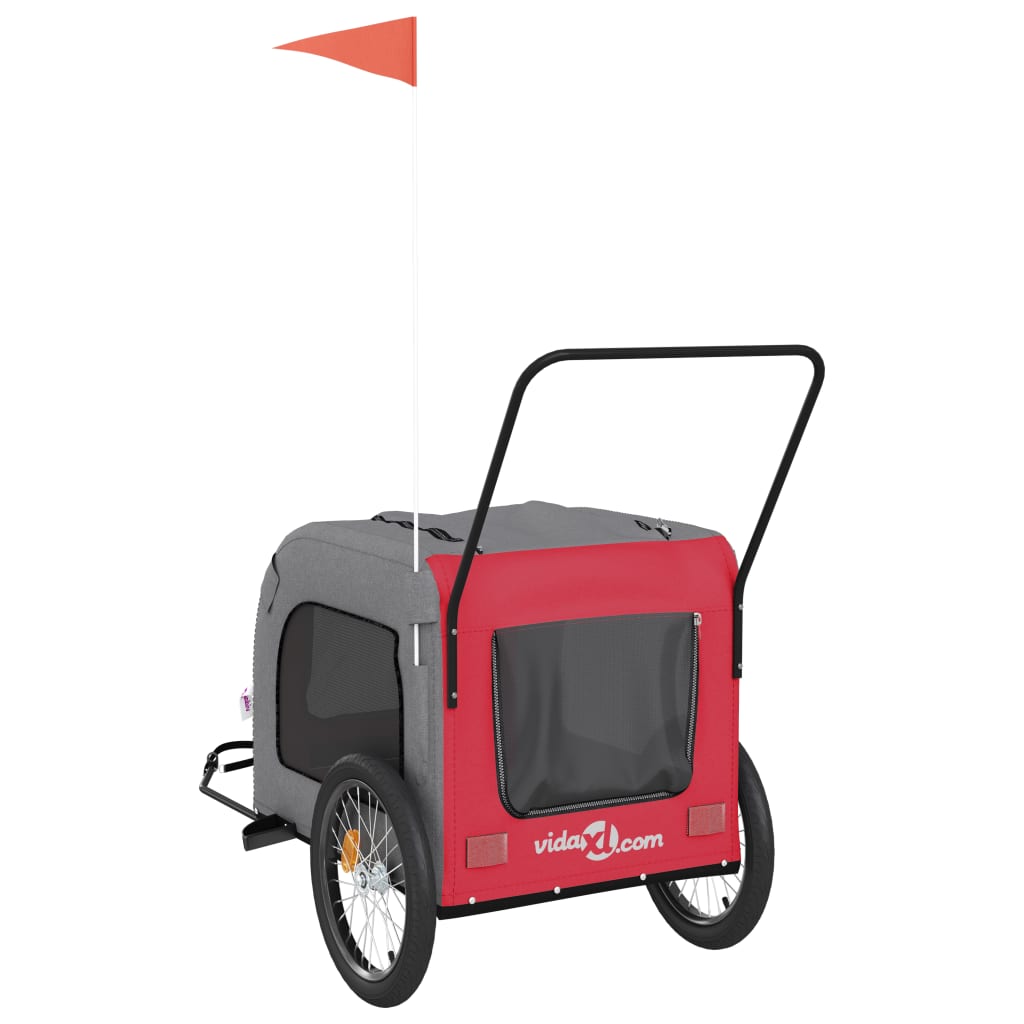 Hondenfietstrailer Oxford Stof En Ijzer En Grijs