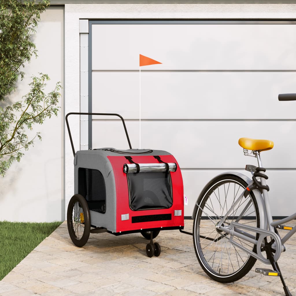 Hondenfietstrailer Oxford Stof En Ijzer En Grijs