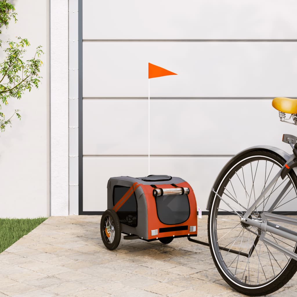 Hondenfietstrailer Oxford Stof En Ijzer En Grijs