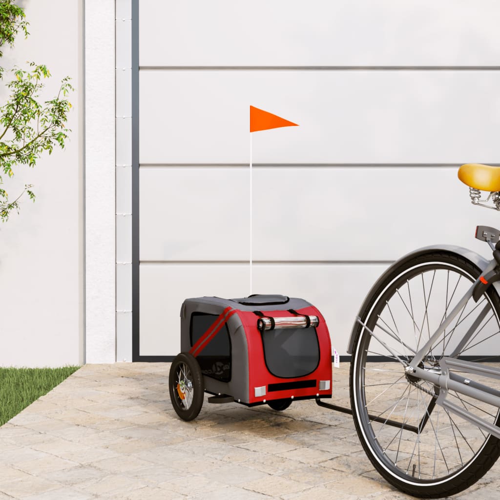 Hondenfietstrailer Oxford Stof En Ijzer En Grijs